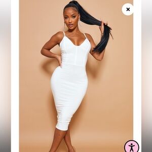 Pretty little thing “shape ivory slinky panelled mini dress